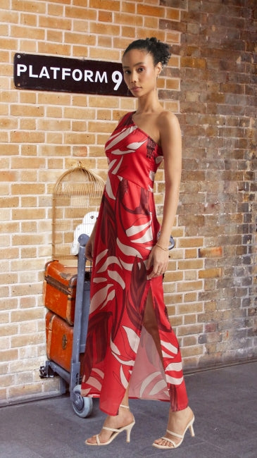 Abstract Side Cut-Out Maxi Dress