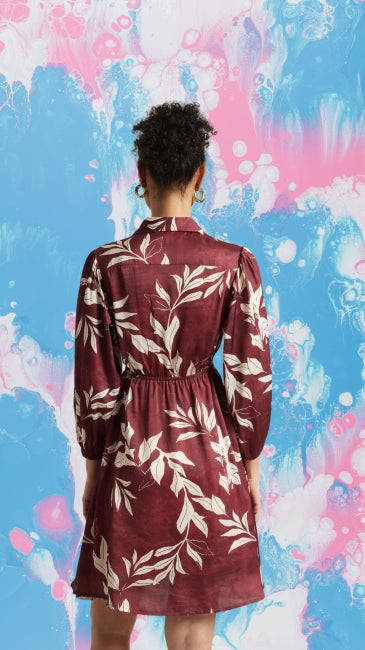 Satin Abstract Side Cut-Out Dress