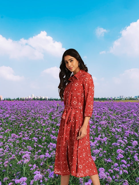 Georgette Printed Shirt Style Dress