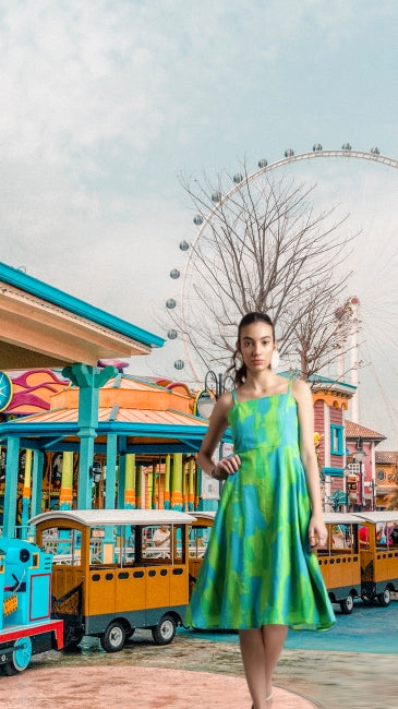 Lime Cotton A-Line Dress