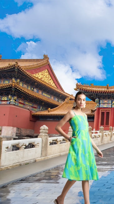 Lime Cotton A-Line Dress