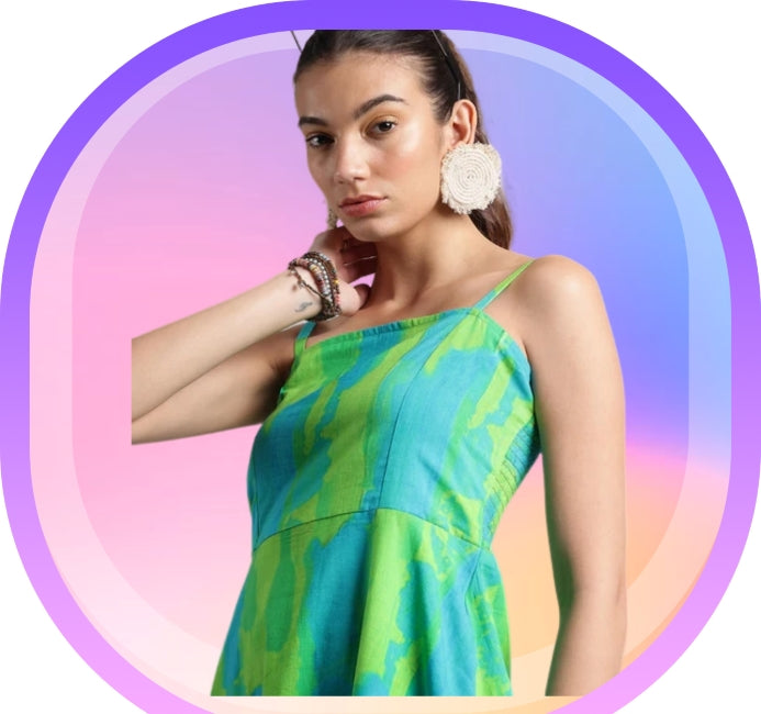 Lime Cotton A-Line Dress