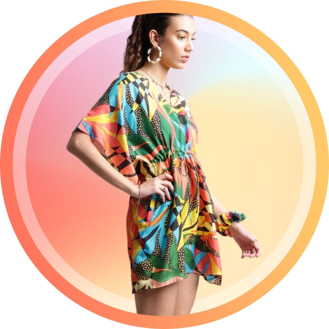 Muslin Tropical Kaftan Dress