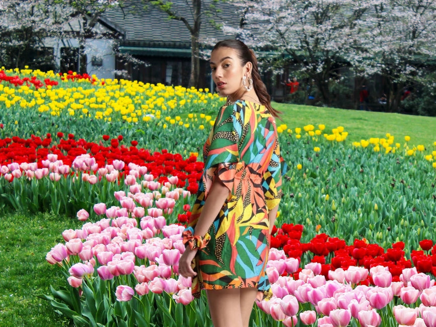 Muslin Tropical Kaftan Dress