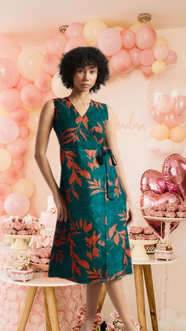 Organza Floral Wrap Dress