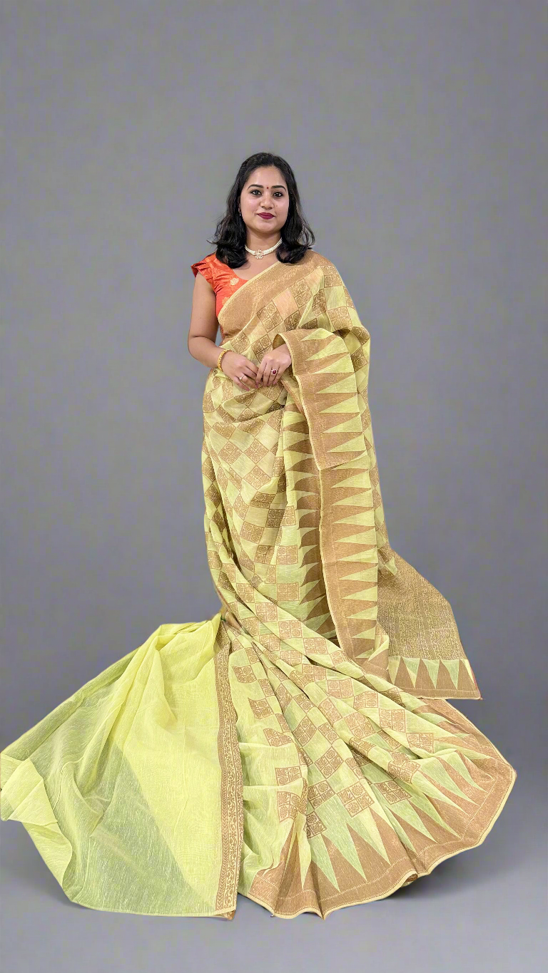 Cotton-Dola-Silk with Weaving, Print, or Embroidery Work