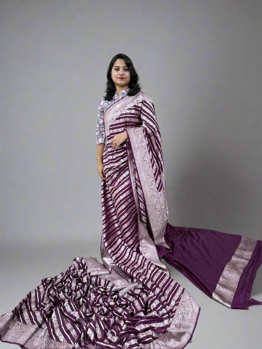 Handloom Banarasi Mashru Khaddi Katan Silk Saree