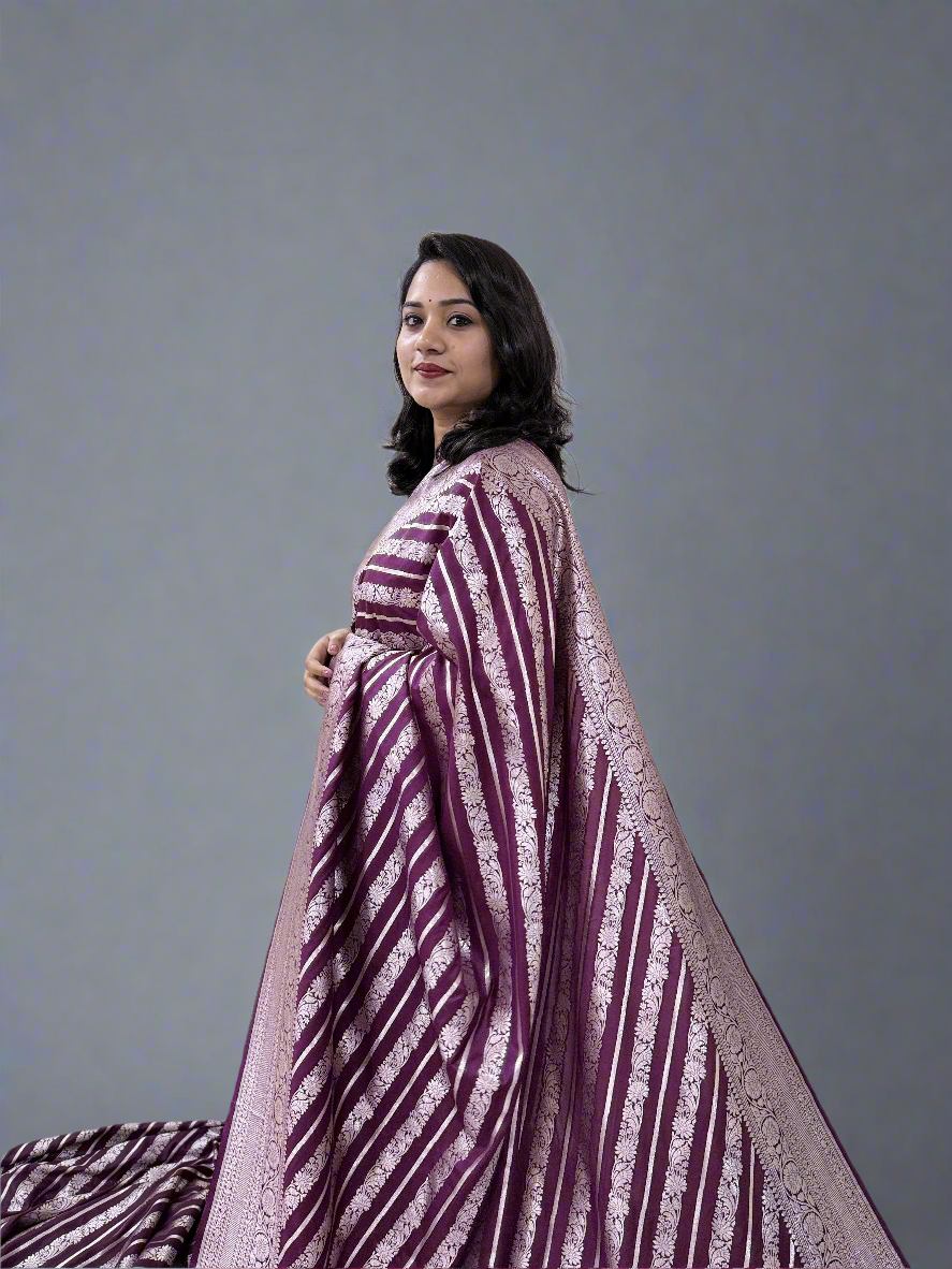 Handloom Banarasi Mashru Khaddi Katan Silk Saree