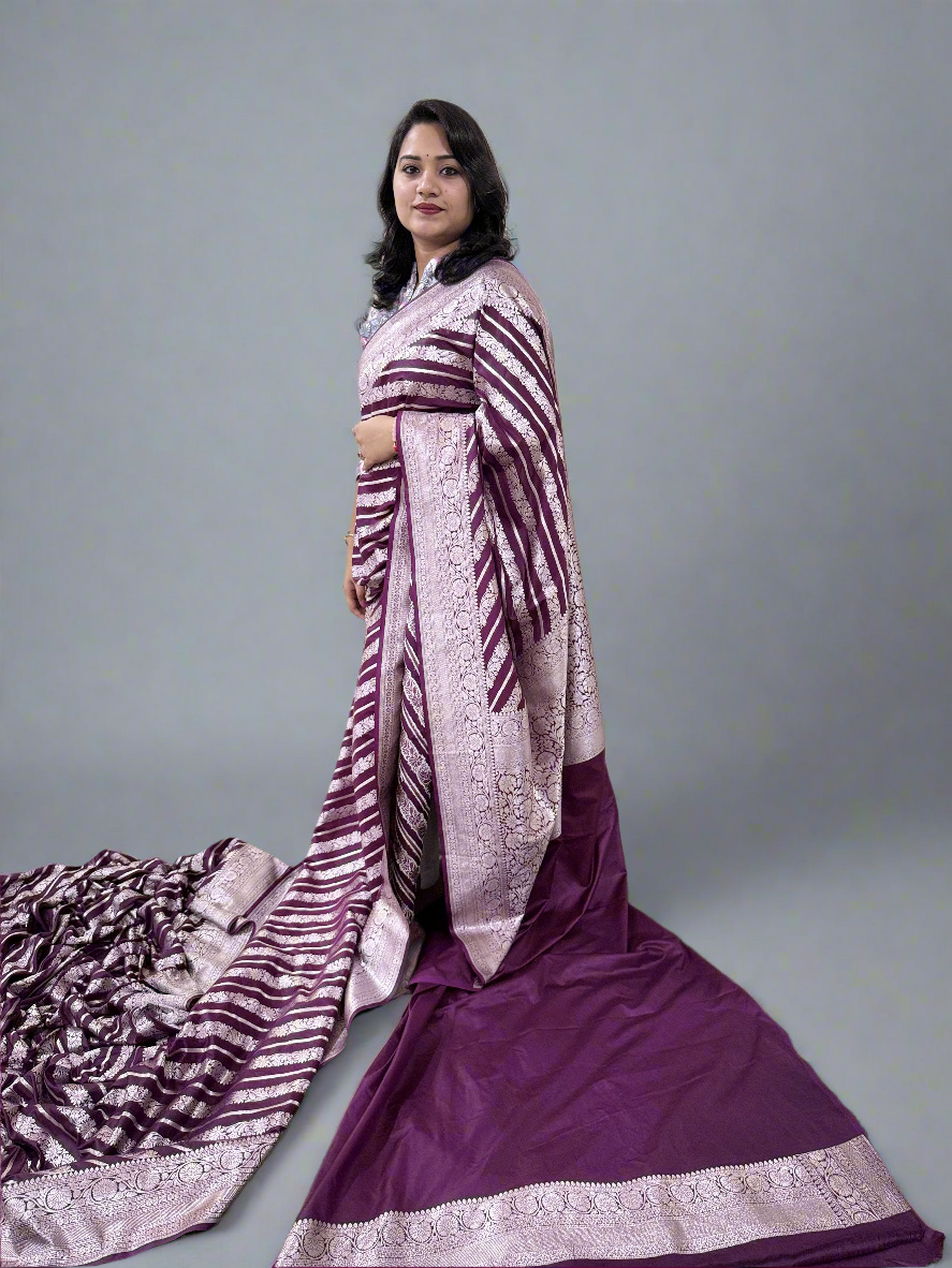 Handloom Banarasi Mashru Khaddi Katan Silk Saree