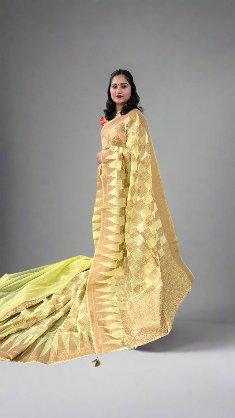 Cotton-Dola-Silk with Weaving, Print, or Embroidery Work