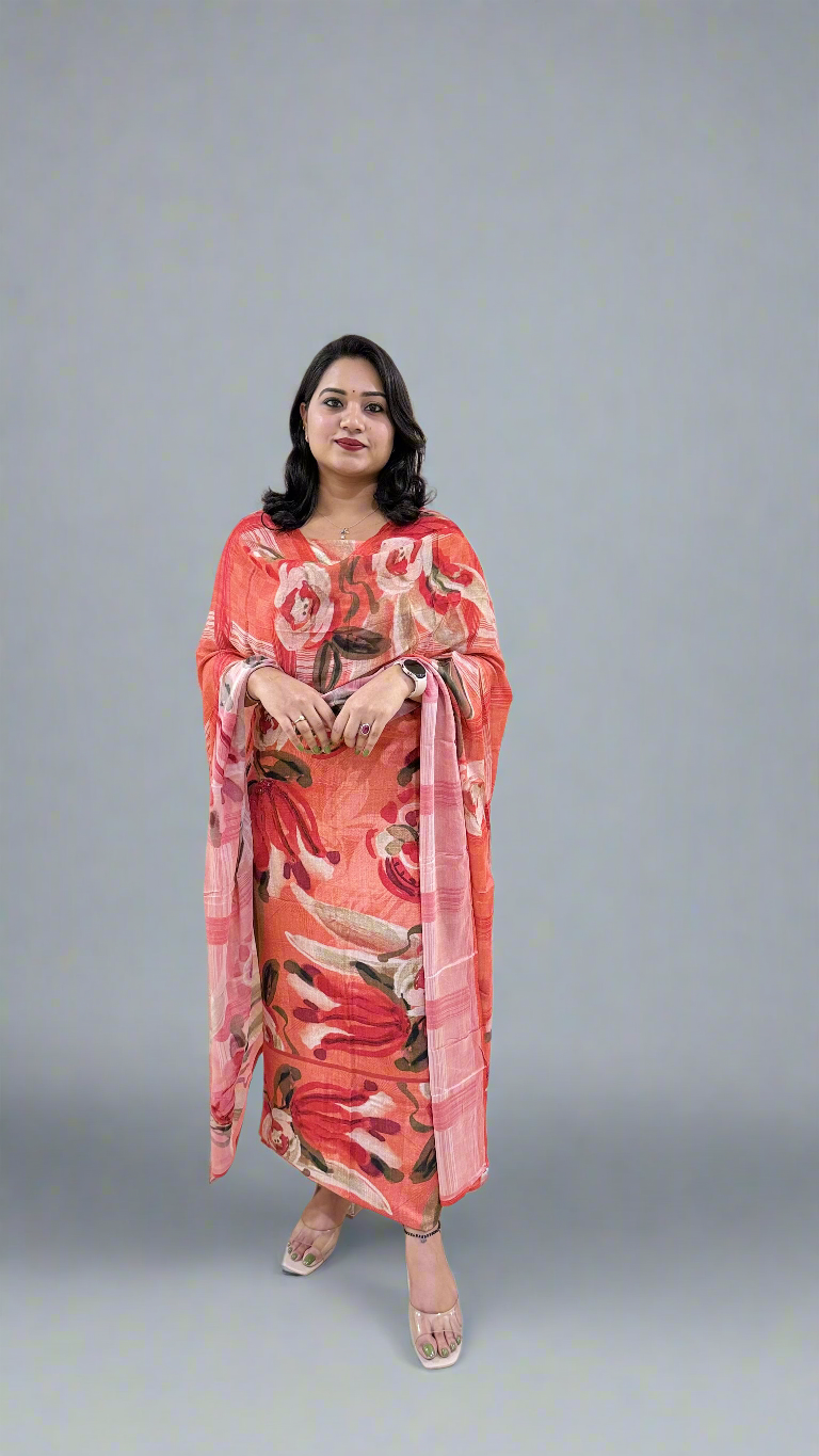 RIYAN Staple Twill Digital Print adorned with Hand Work