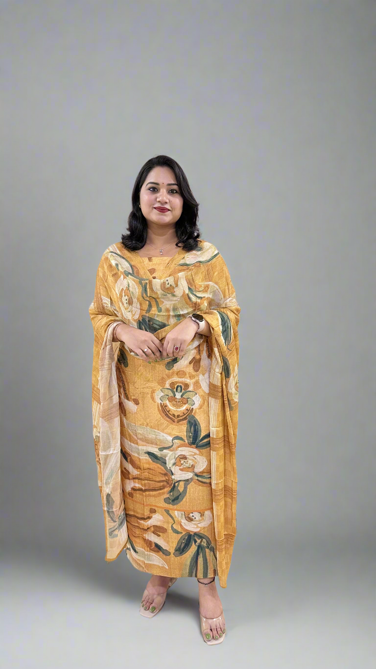 RIYAN Staple Twill Digital Print adorned with Hand Work