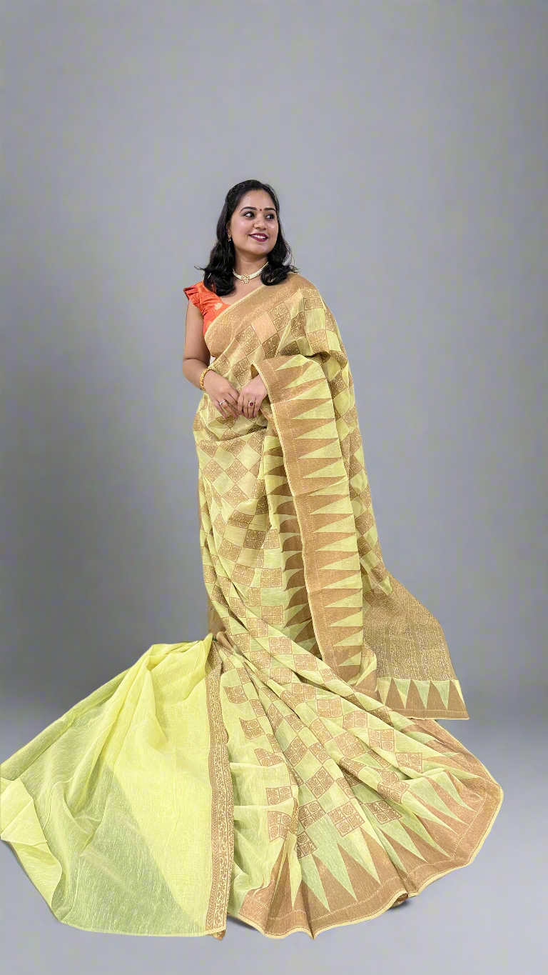 Cotton-Dola-Silk with Weaving, Print, or Embroidery Work