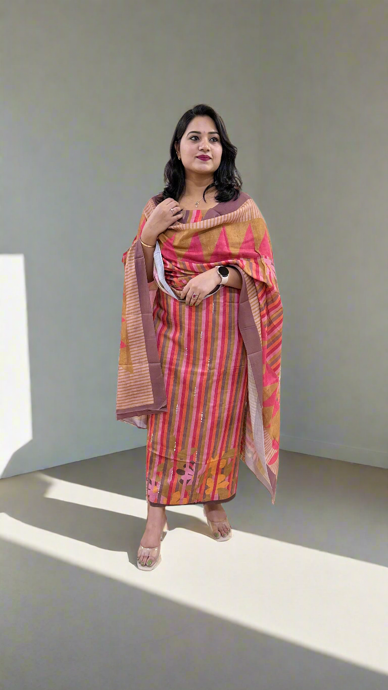 Women’s Pashmina Twill Suit Set with Digital Print and Handwork – Winter Wear with Dupatta