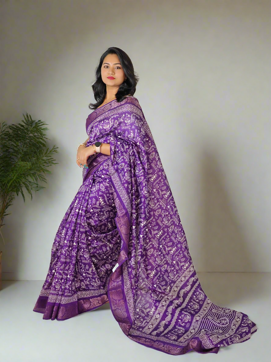 Soft Tussar Slub with Digital Print