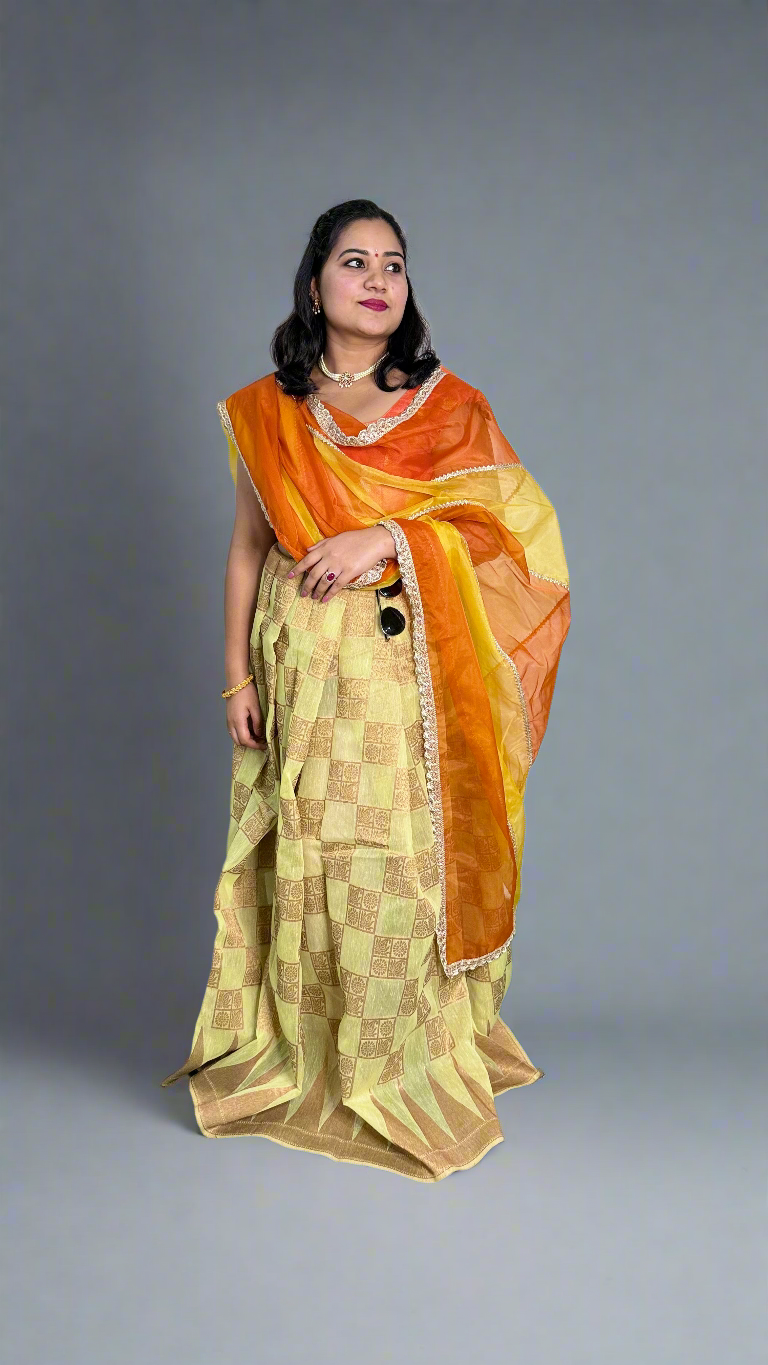 Cotton-Dola-Silk with Weaving, Print, or Embroidery Work