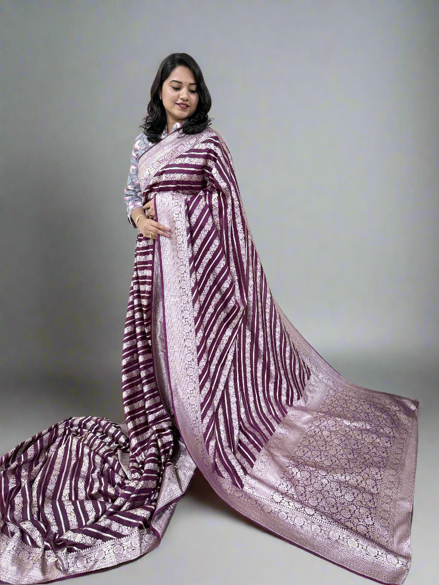 Handloom Banarasi Mashru Khaddi Katan Silk Saree