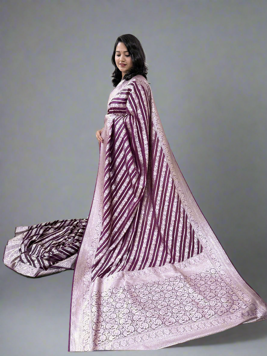 Handloom Banarasi Mashru Khaddi Katan Silk Saree