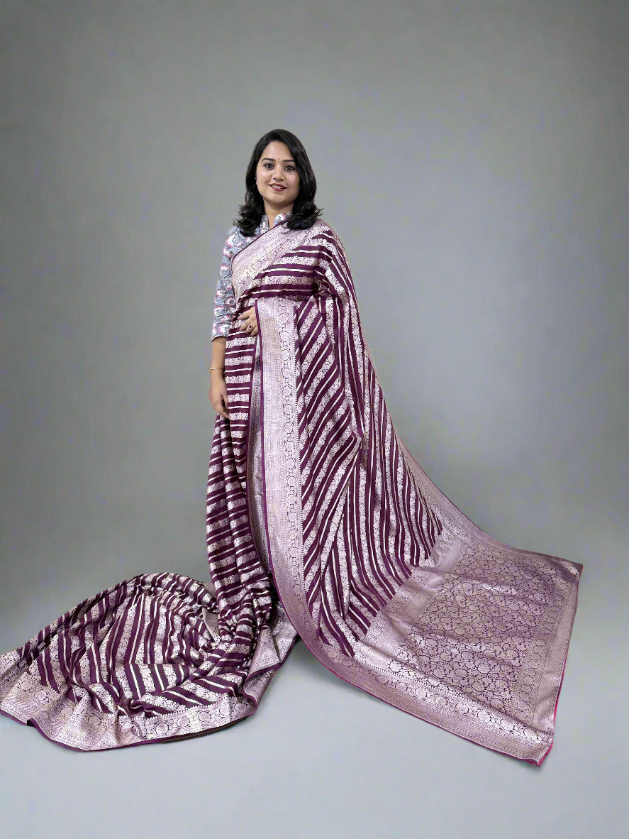 Handloom Banarasi Mashru Khaddi Katan Silk Saree