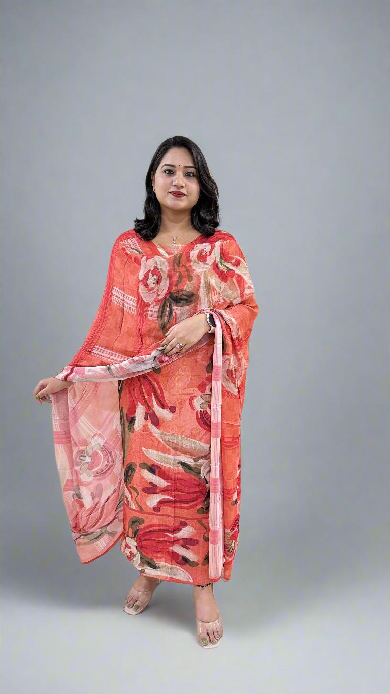 RIYAN Staple Twill Digital Print adorned with Hand Work