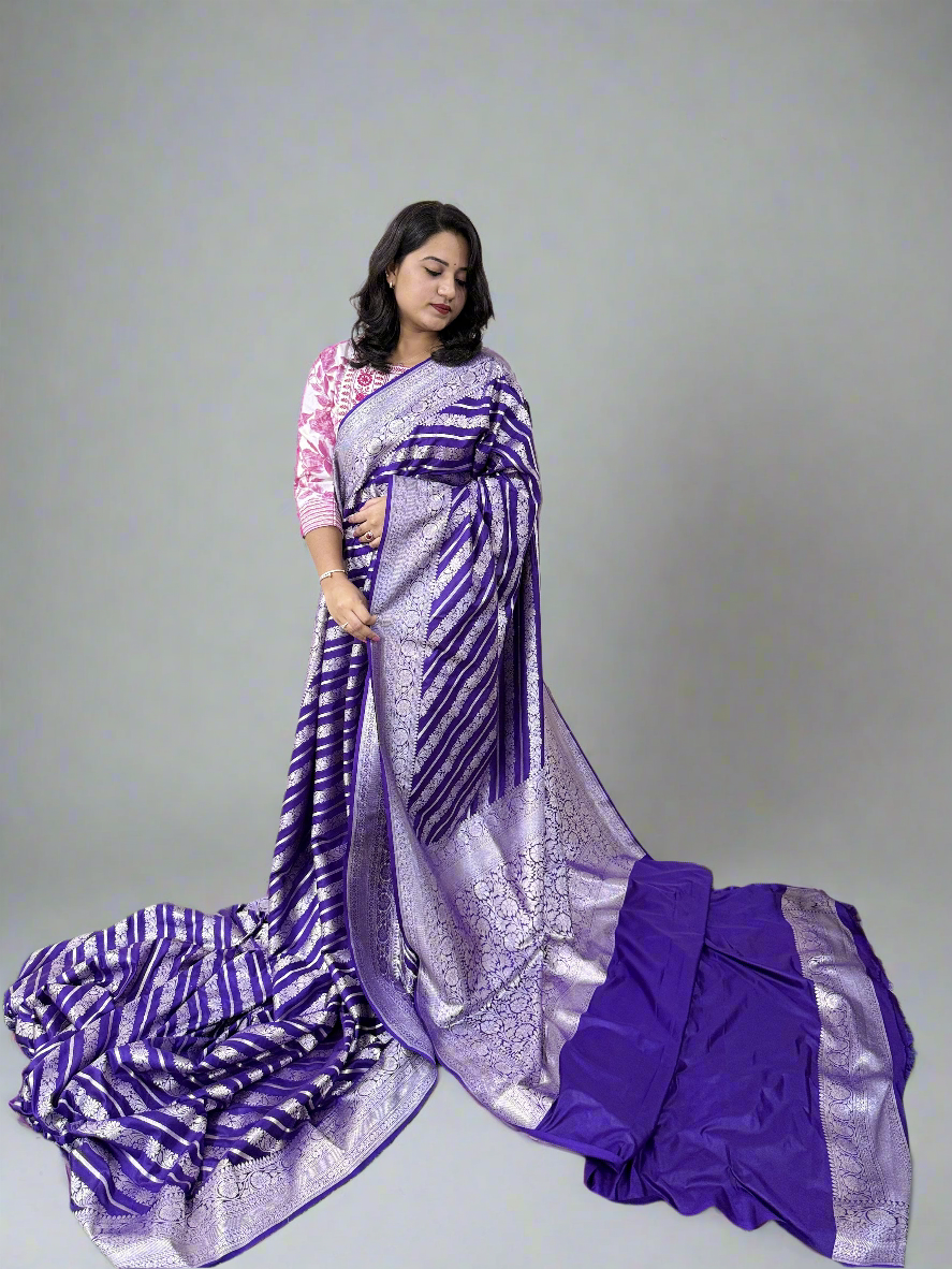 Handloom Banarasi Mashru Khaddi Katan Silk Saree
