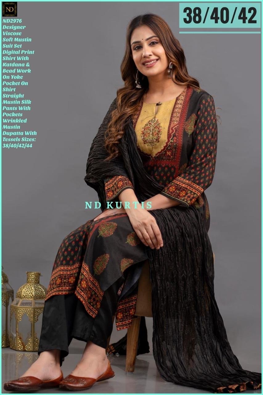 Designer Viscose Muslin Suit Set - Mani's Fashions