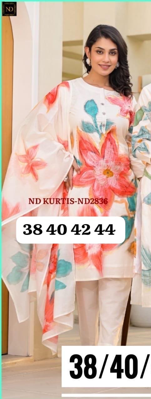 Elegant Hand - Painted Designer Cotton Suit Sets - Mani's Fashions