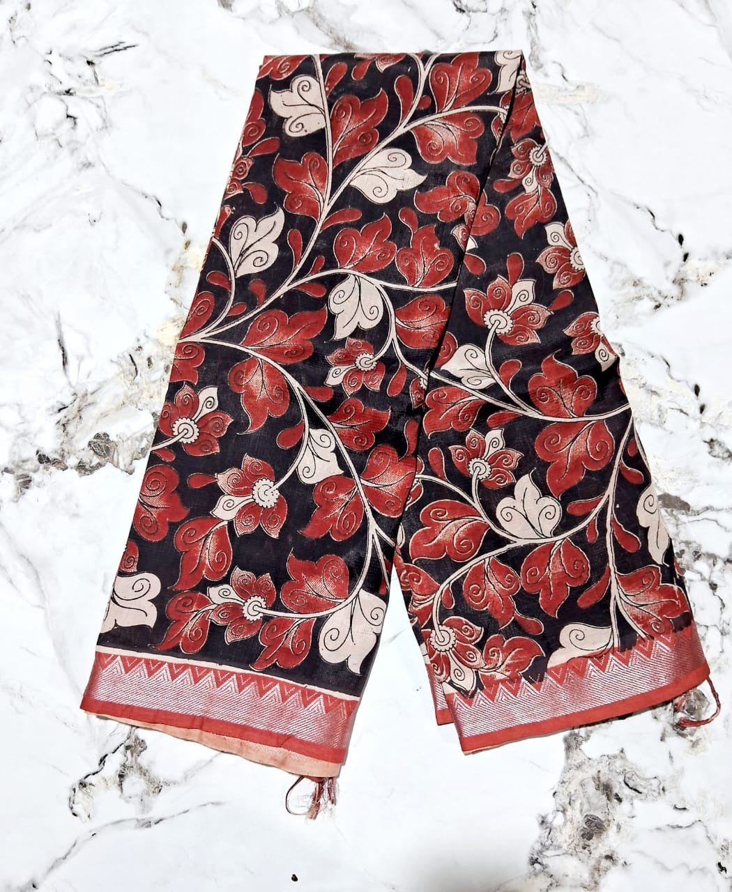 New arrival Exquisite Handloom Nellore Silk Saree with Kalamkari Print & Nizam Border - Mani's Fashions