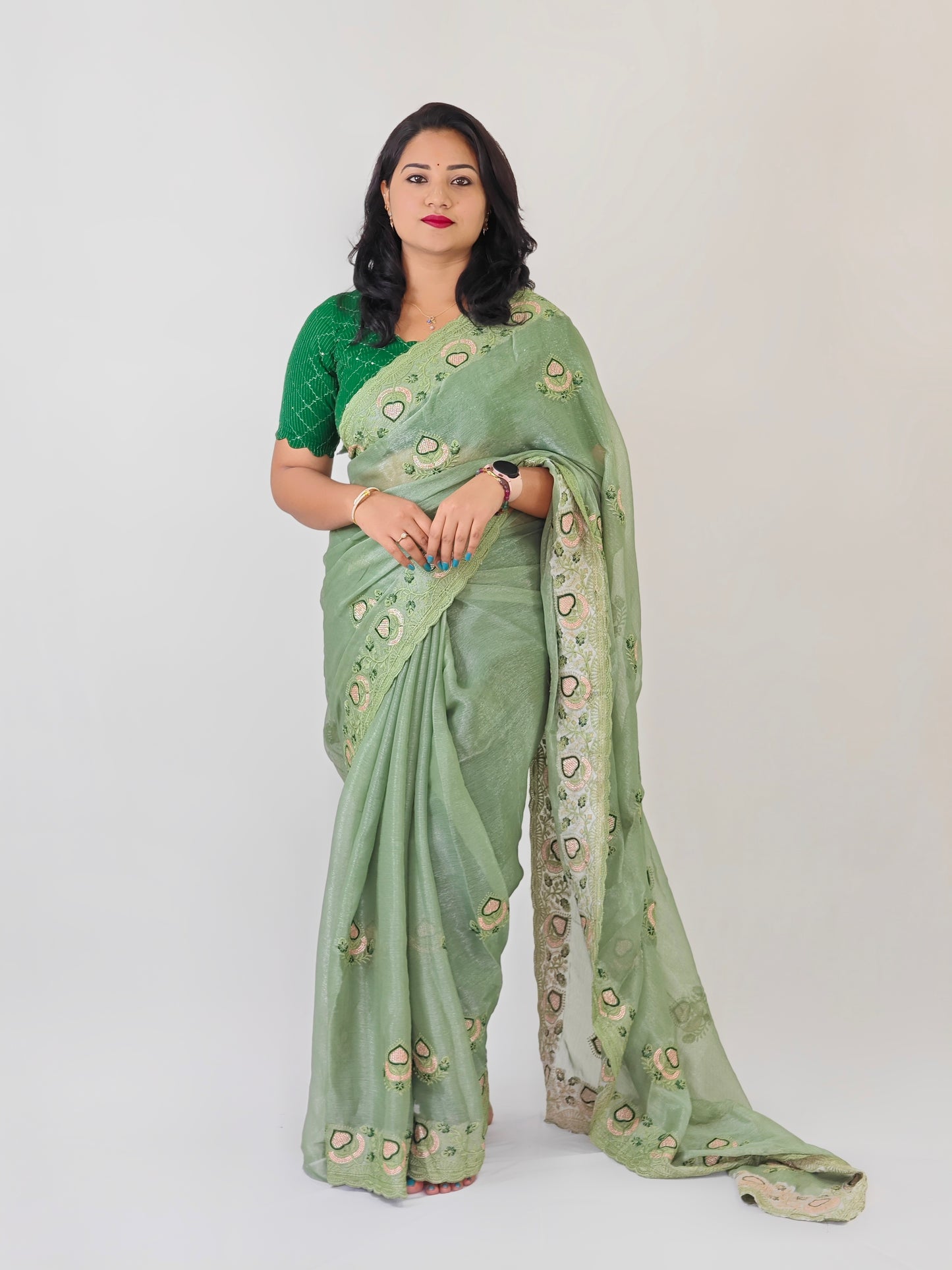 Exquisite Fancy Simmar Chiffon Saree with Multi Zari Embroidery - ₹1399 Only