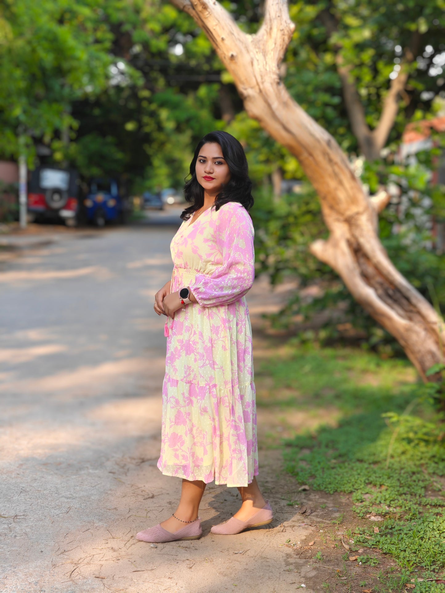 Light Floral Western Dress 00223