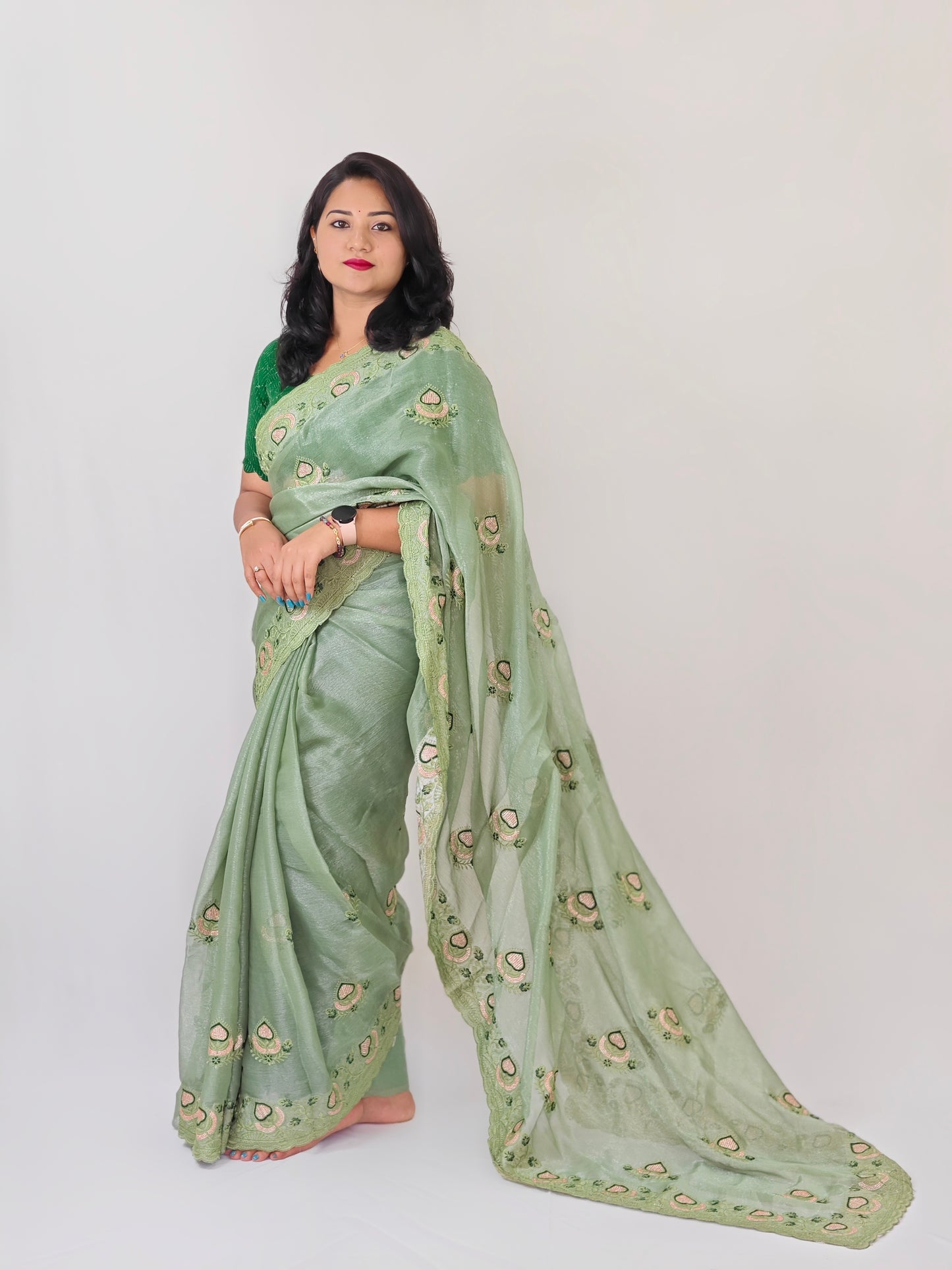 Exquisite Fancy Simmar Chiffon Saree with Multi Zari Embroidery - ₹1399 Only