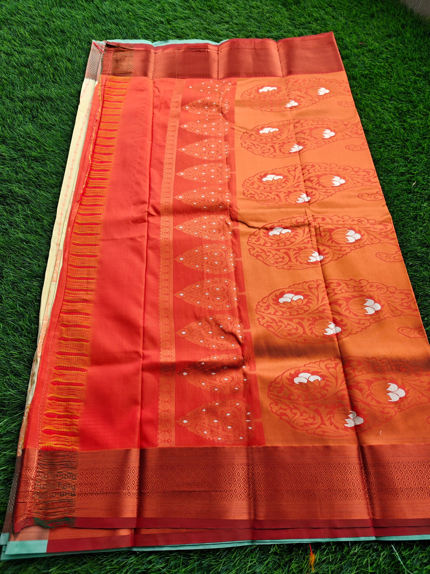Dharmavaram Silk Saree with Intricate Meena Work and Blouse Piece for Women