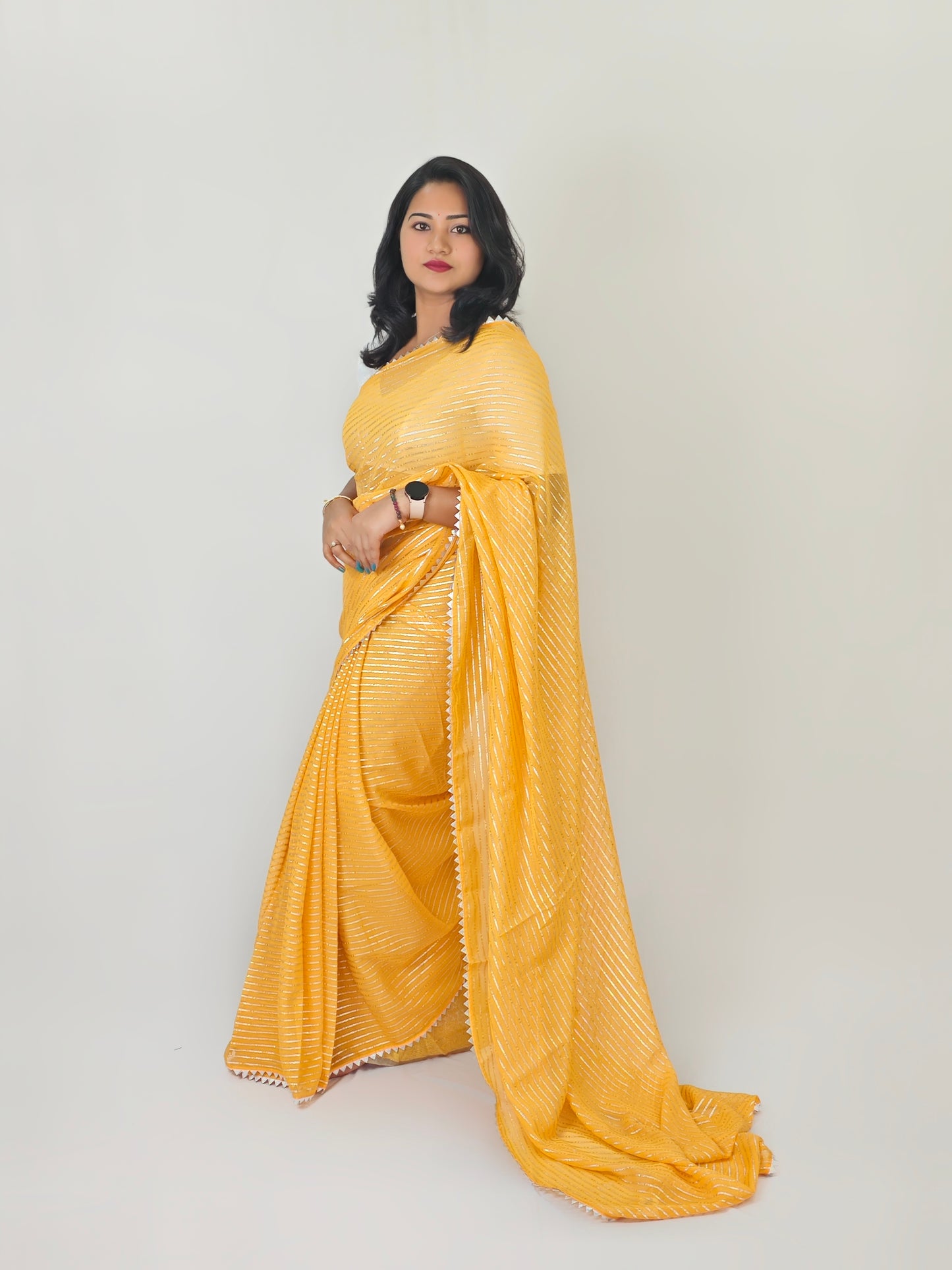Soft Chiffon Sarees silver zari weaving