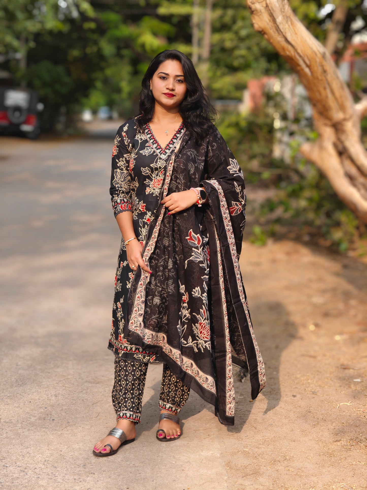 Black Afghani Pattern 3 Pc set
