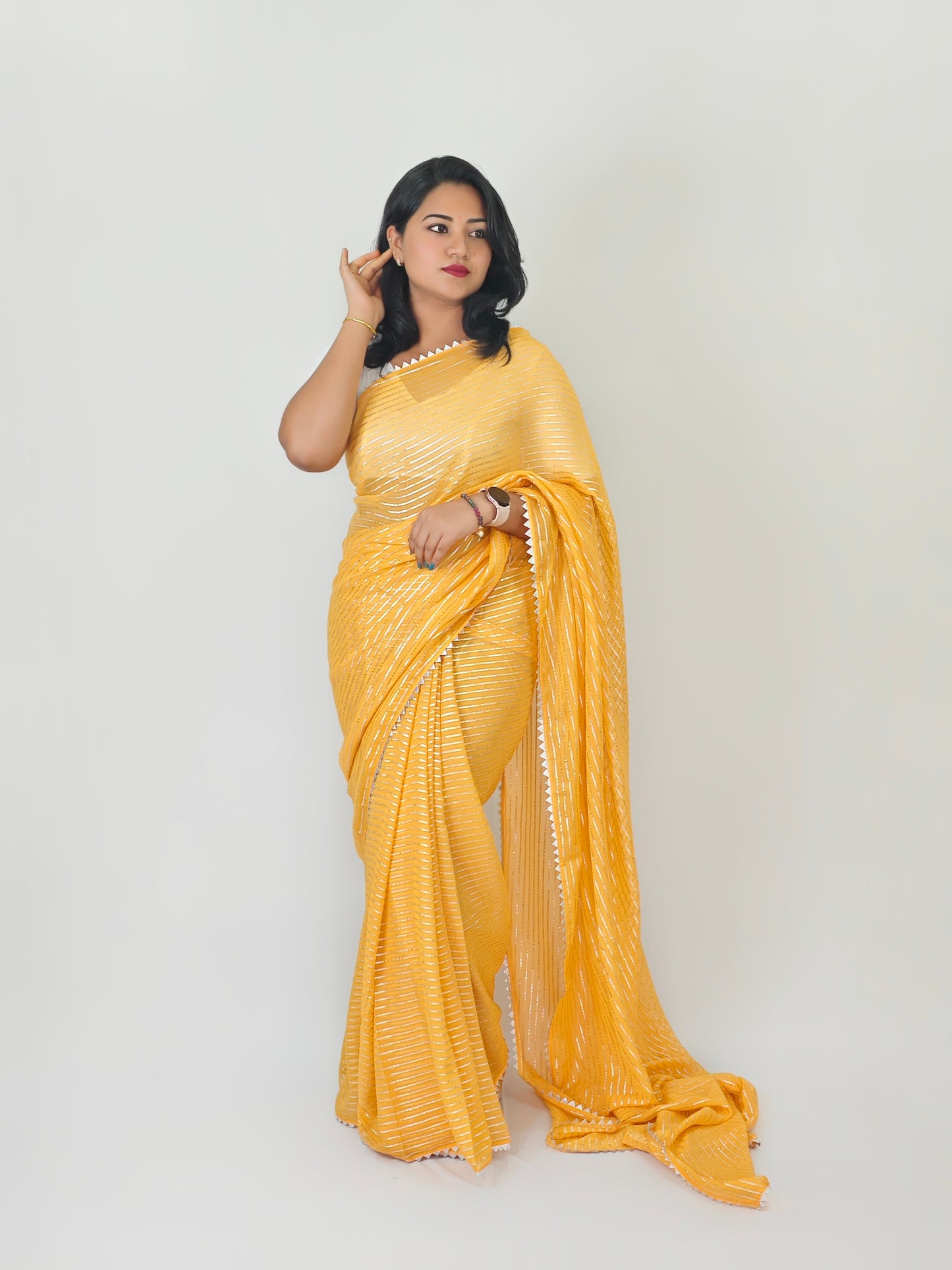 Soft Chiffon Sarees silver zari weaving