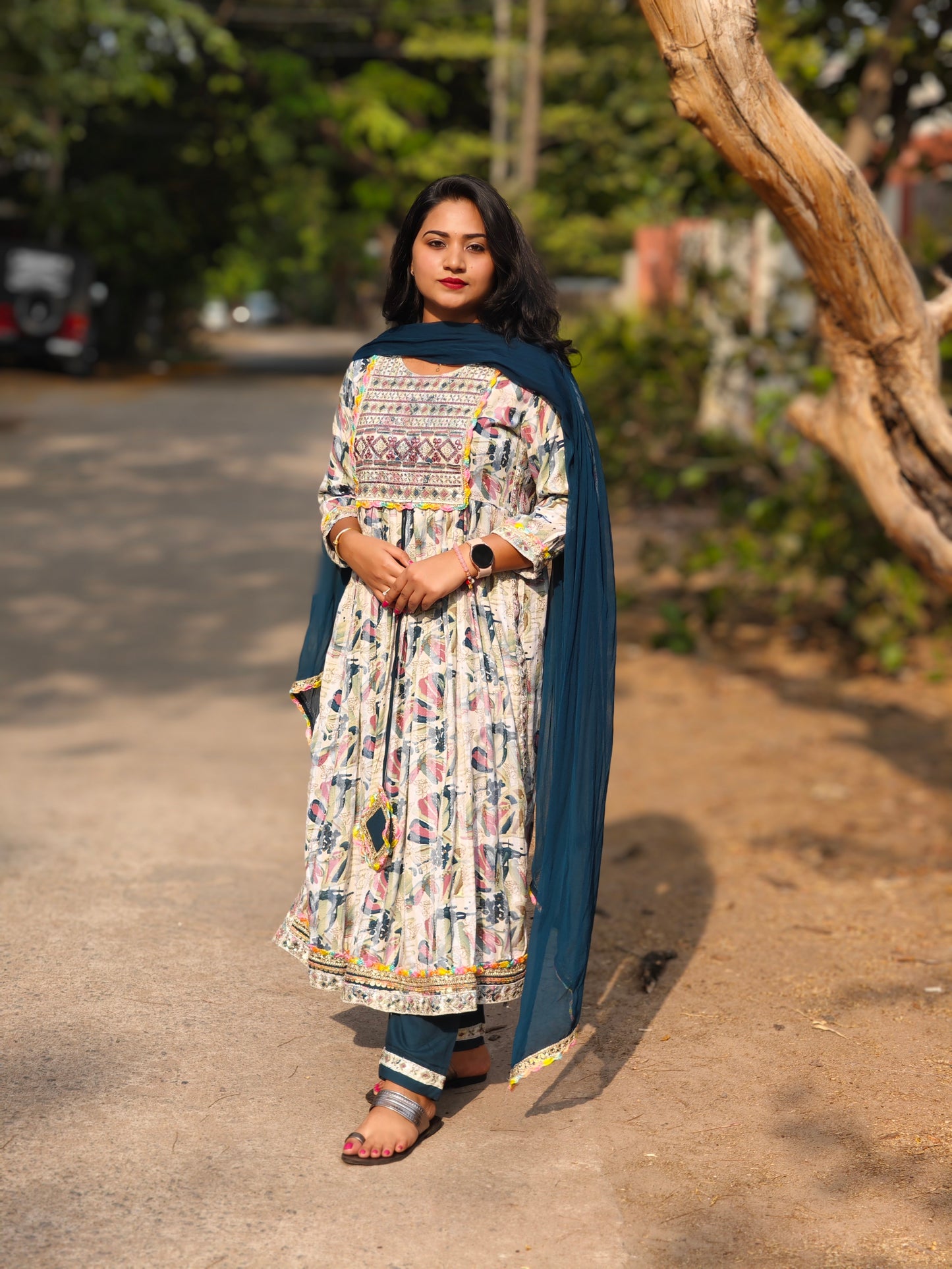 Heavy Rayon Printed Kurta Pant Dupatta Set with Embroidery for Women – Sizes M to XXL