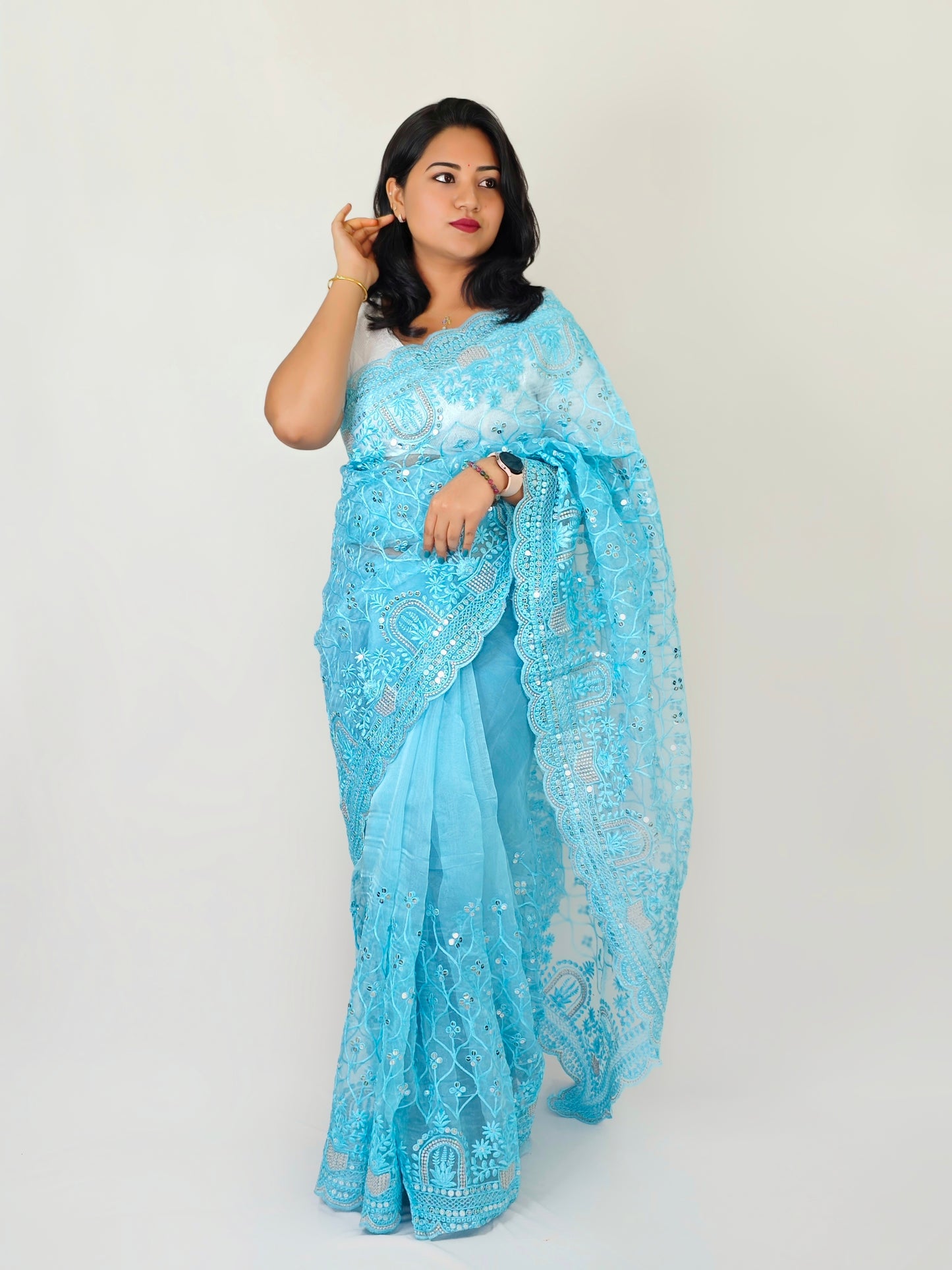 Premium Organza Saree MONO SILK BLOUSE