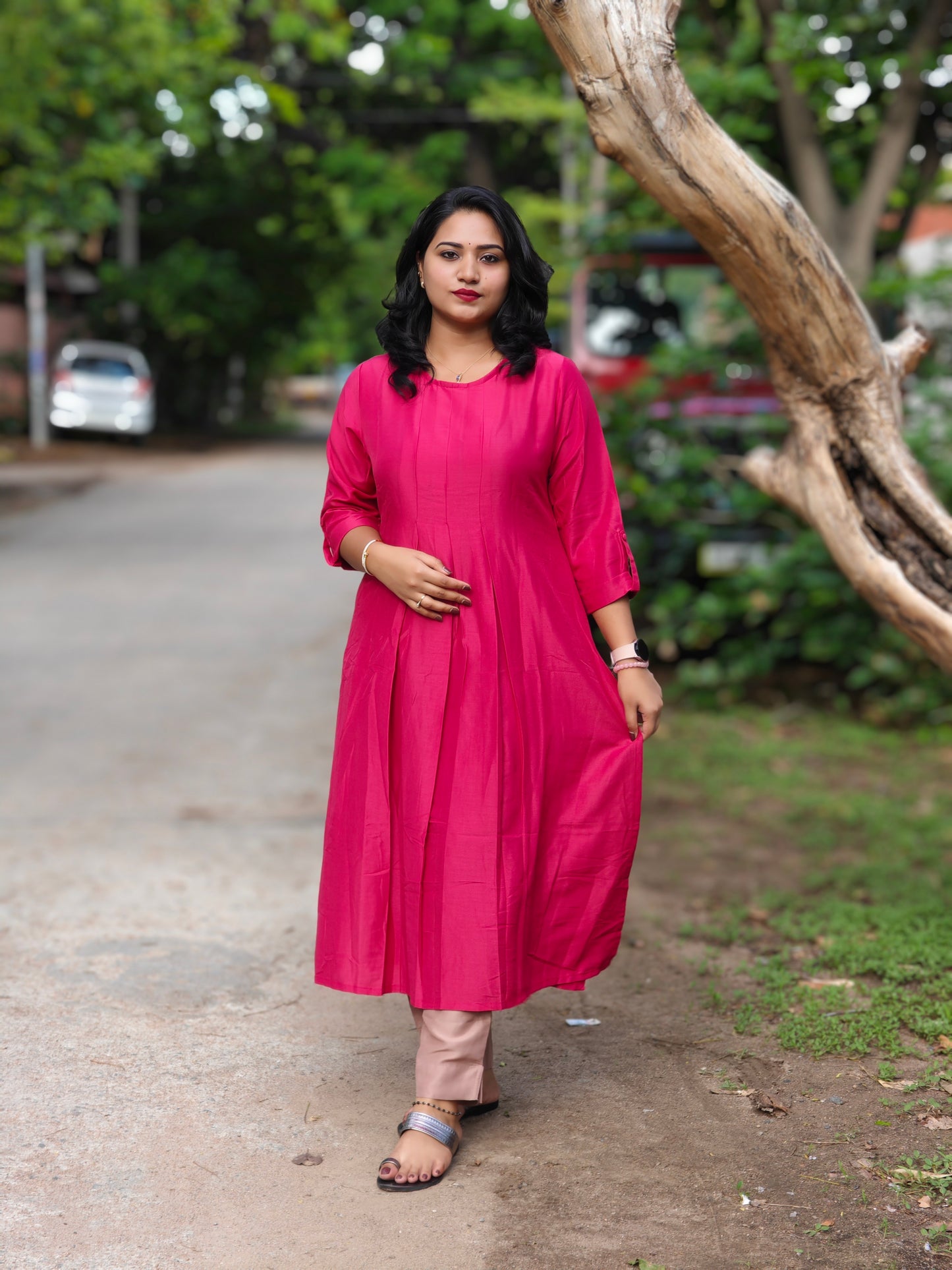 CHINNON SOLID PINK COORD SET JW955