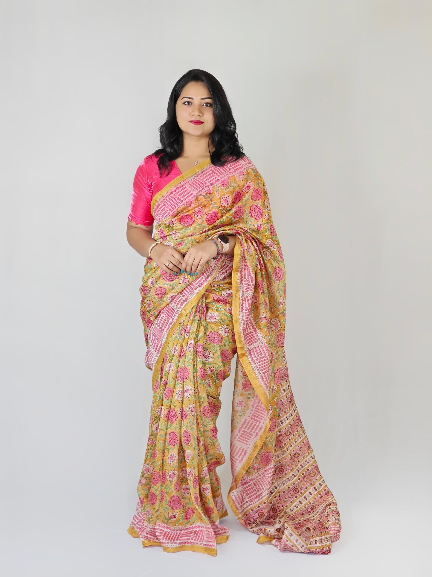 Elegance Redefined: Exclusive Handblock Printed Chanderi Silk Sarees Collection