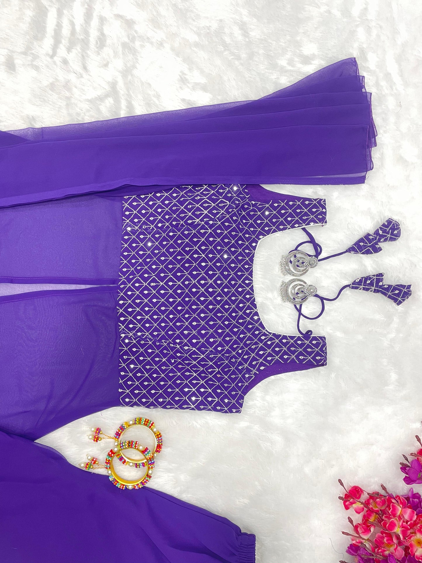 Regal Elegance: Unveiling Our Colour Suit with Sharara and Duppata