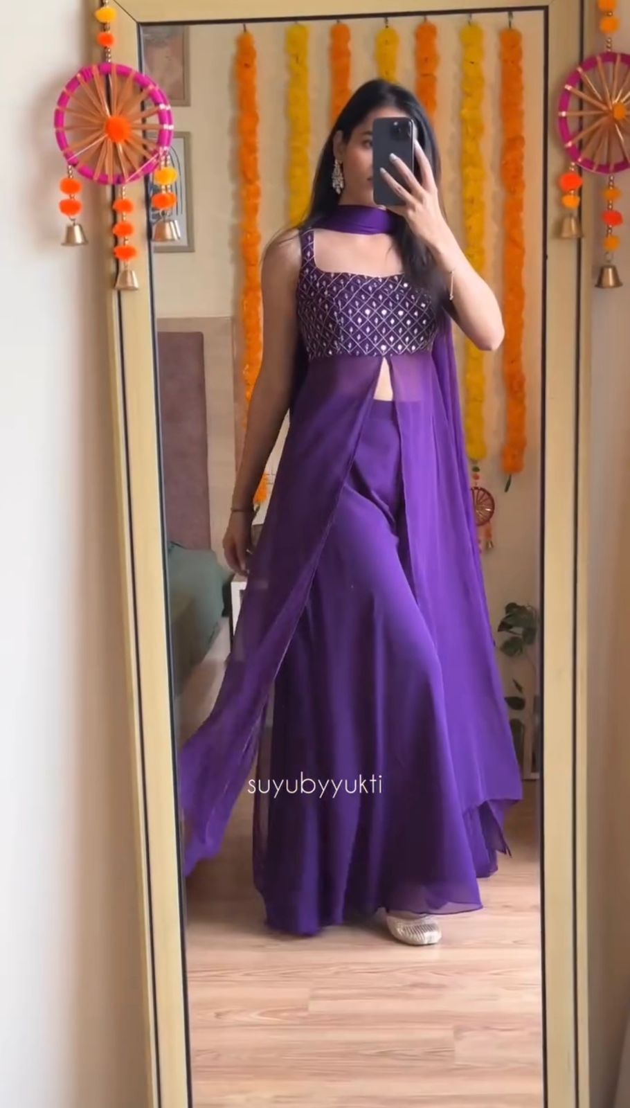 Regal Elegance: Unveiling Our Colour Suit with Sharara and Duppata