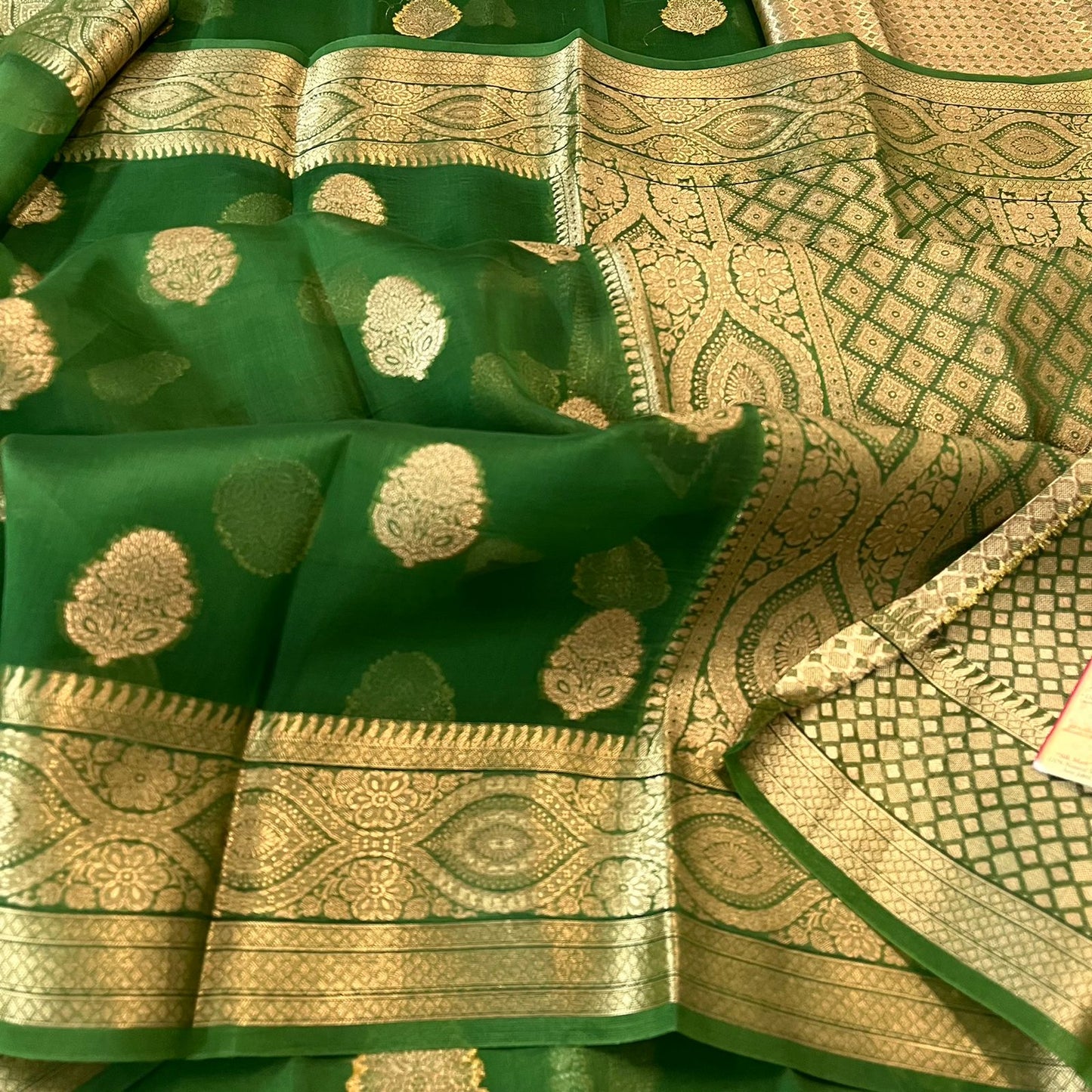 Golden Elegance Banarasi Kora Organza Silk Sarees