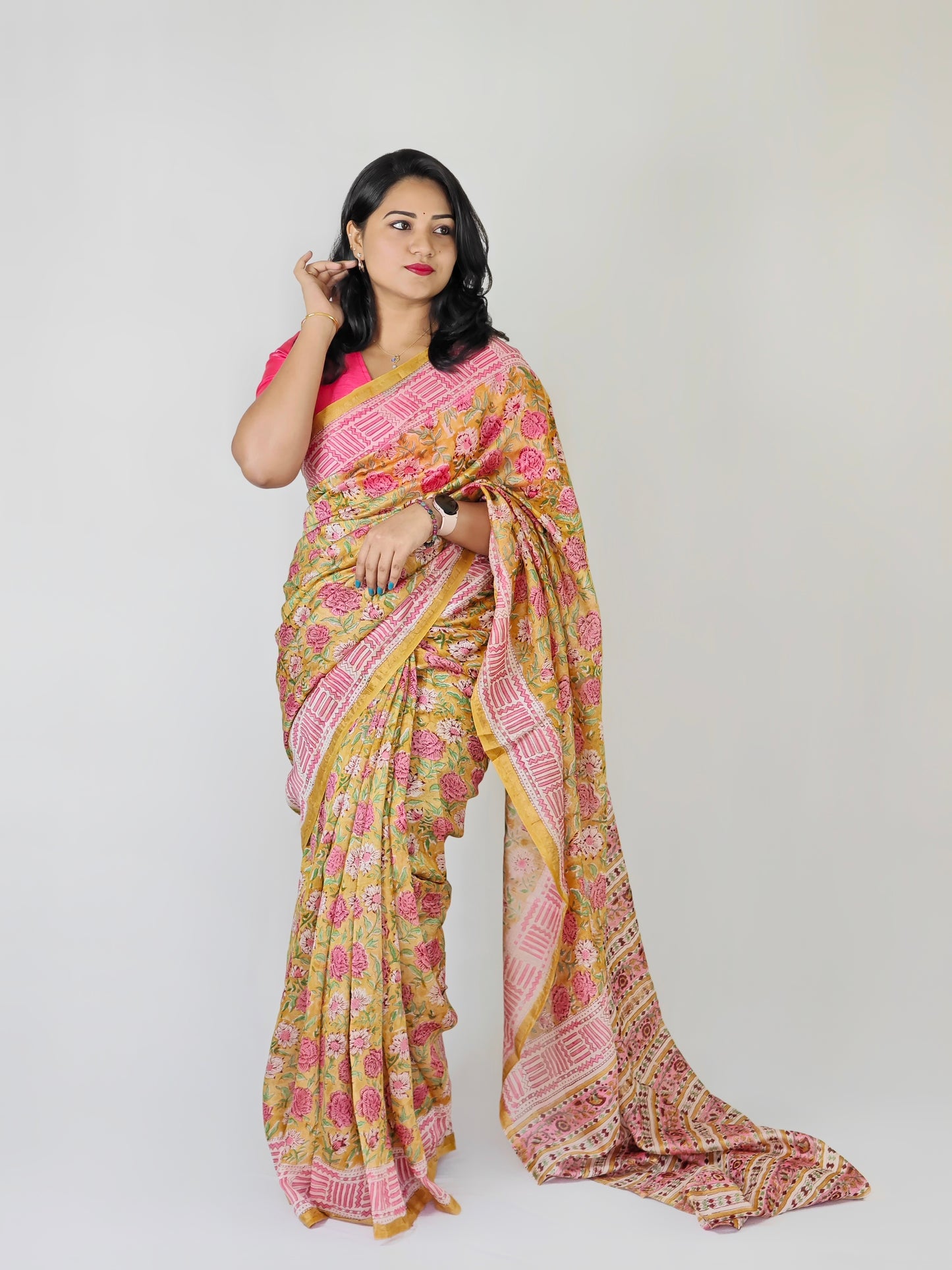 Elegance Redefined: Exclusive Handblock Printed Chanderi Silk Sarees Collection