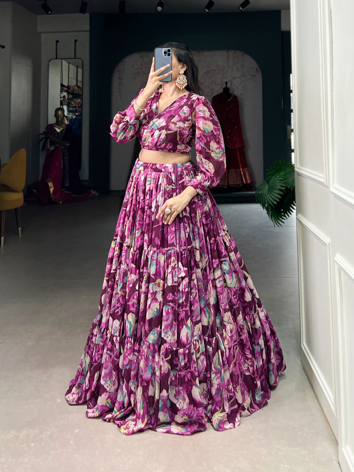 Georgette Chex Floral Print Co-ord Set