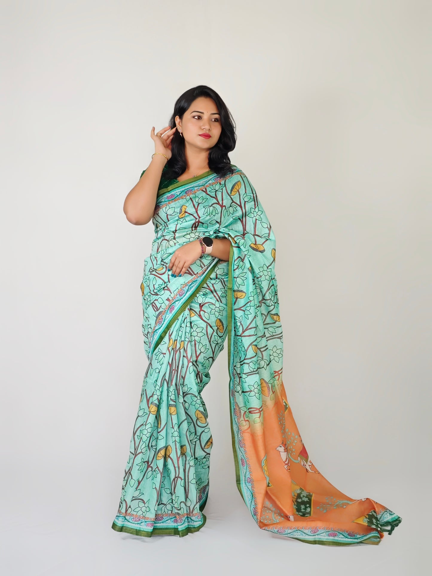 Mul mul Linen Pichwai Printed - Super Sale