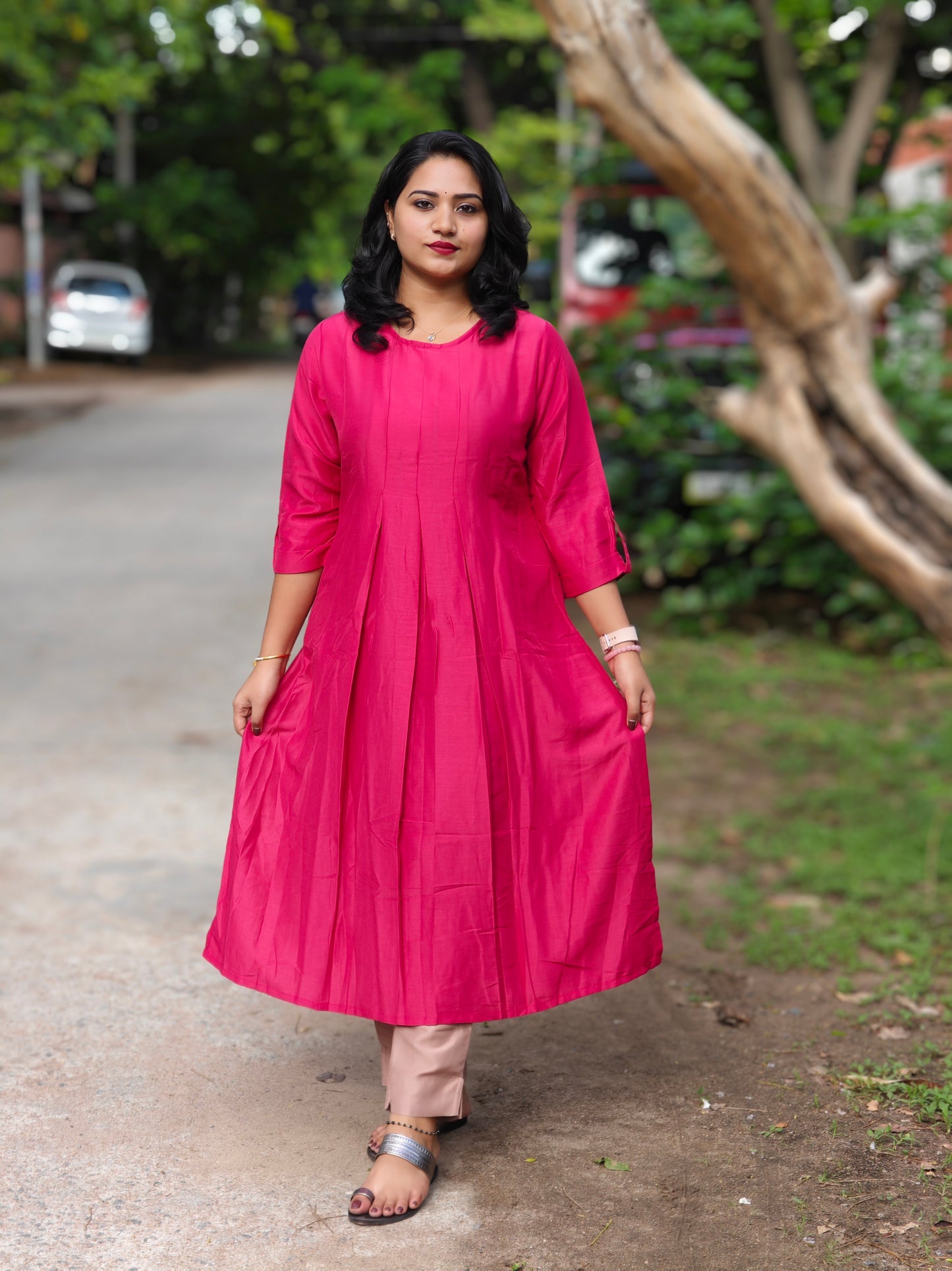 CHINNON SOLID PINK COORD SET JW955