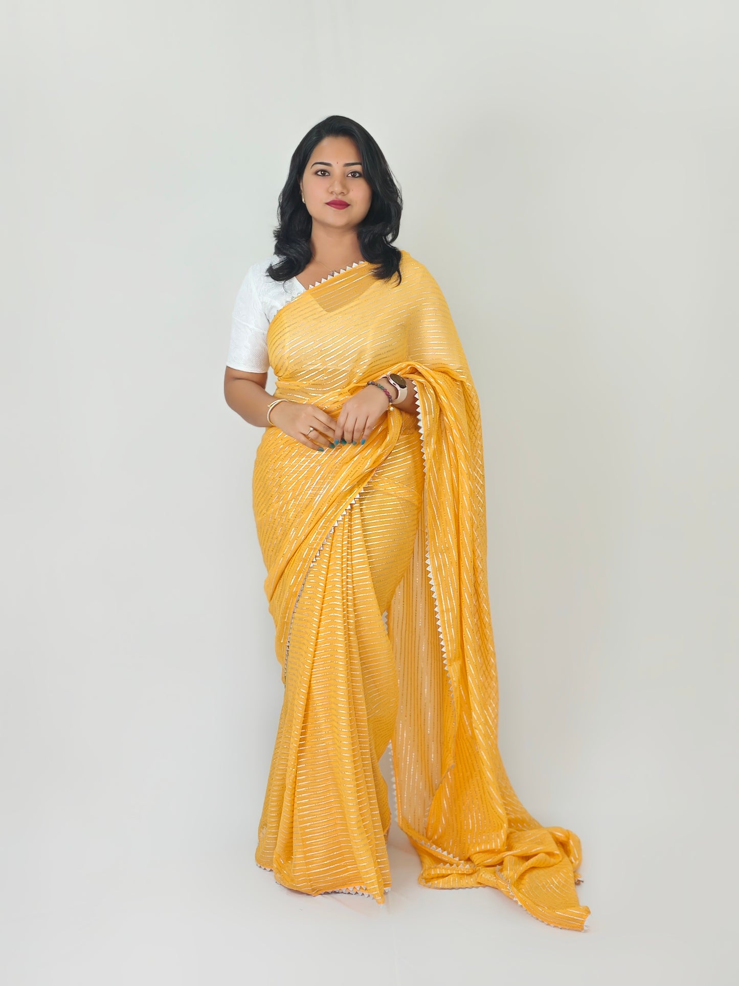 Soft Chiffon Sarees silver zari weaving