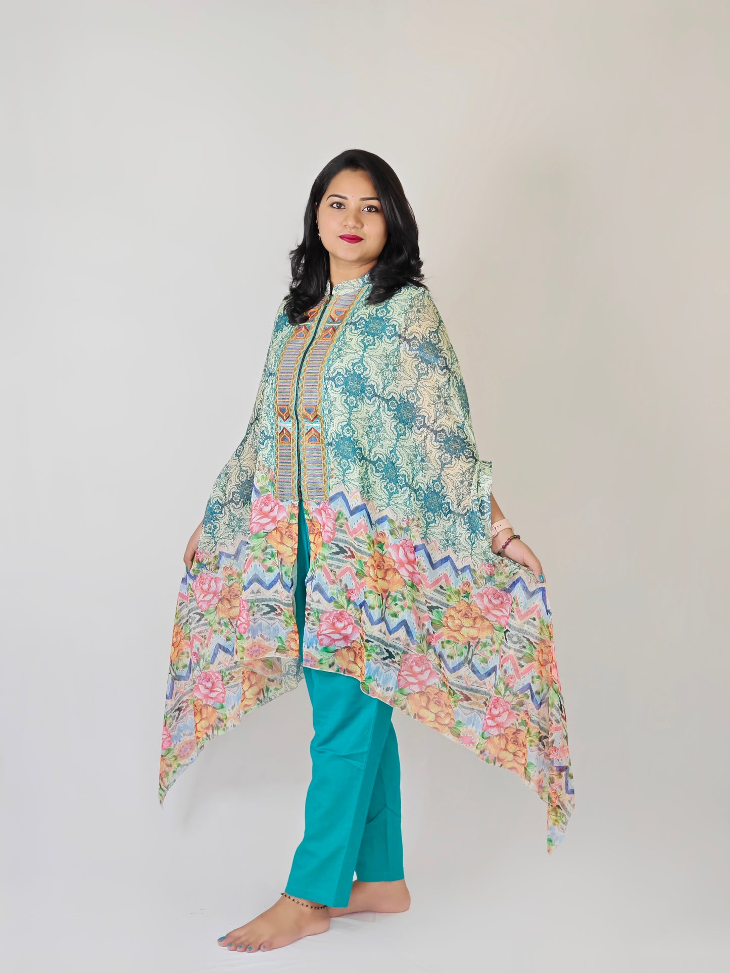 Designer Cape Style Top with Bottom