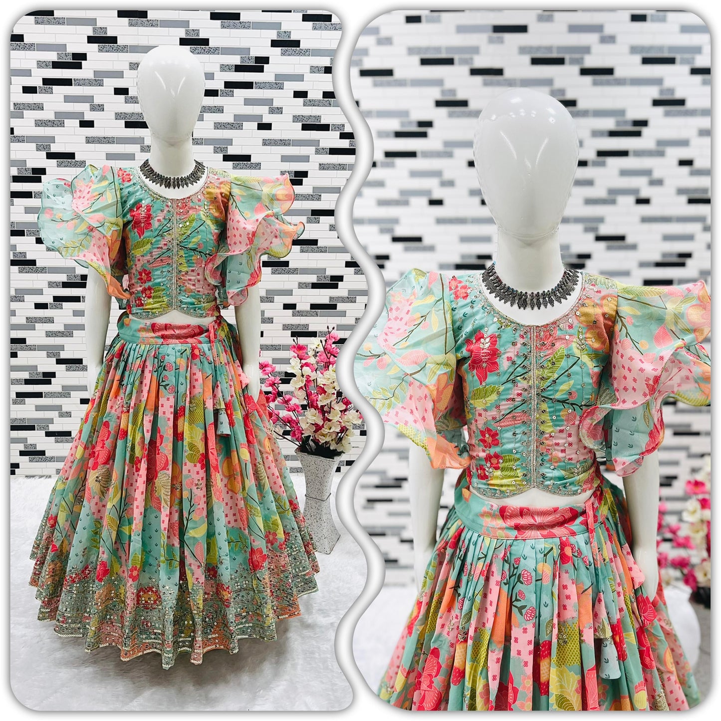 Kids Georgette Lehenga Choli Birthday Dress