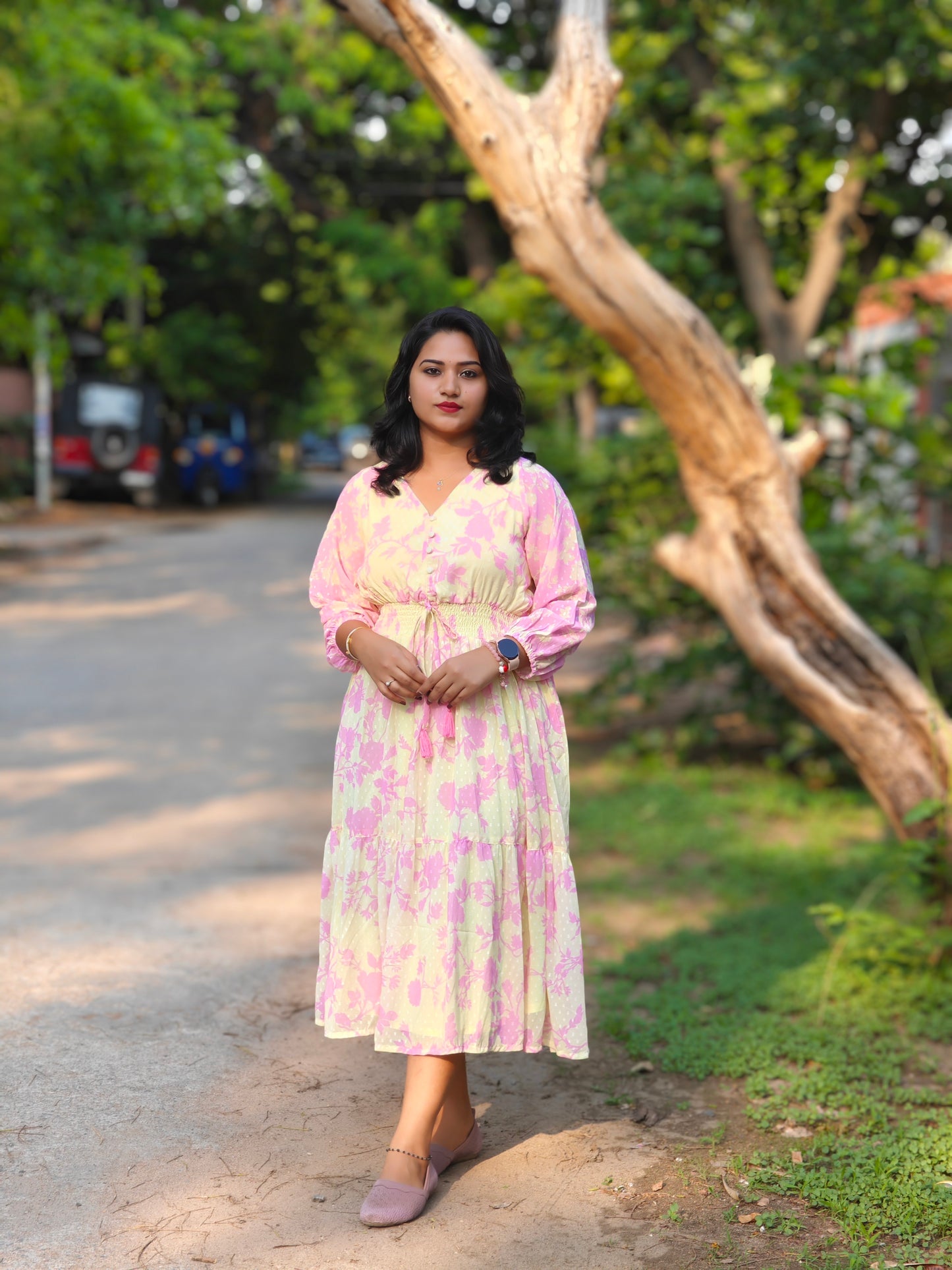 Light Floral Western Dress 00223